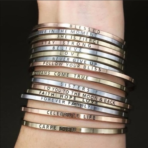 Jewelry - Bracelets bangles thin dainty Inspirational -Gold